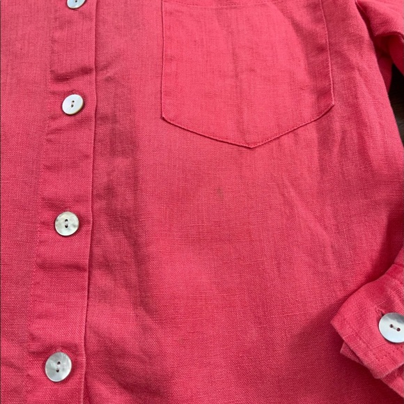 Chico’s pink 100% linen button down shirt - Picture 2 of 5